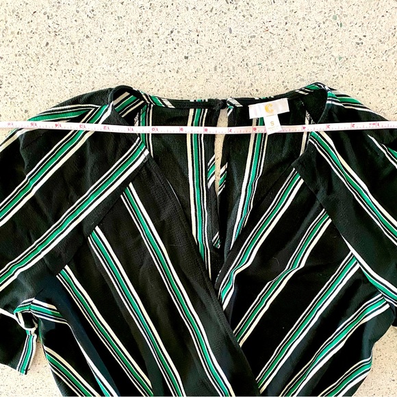 Green, White & Black Striped Jumpsuit - Picture 6 of 12